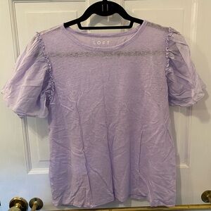 LOFT Women's Flutter Sleeve Tee in Lilac size S